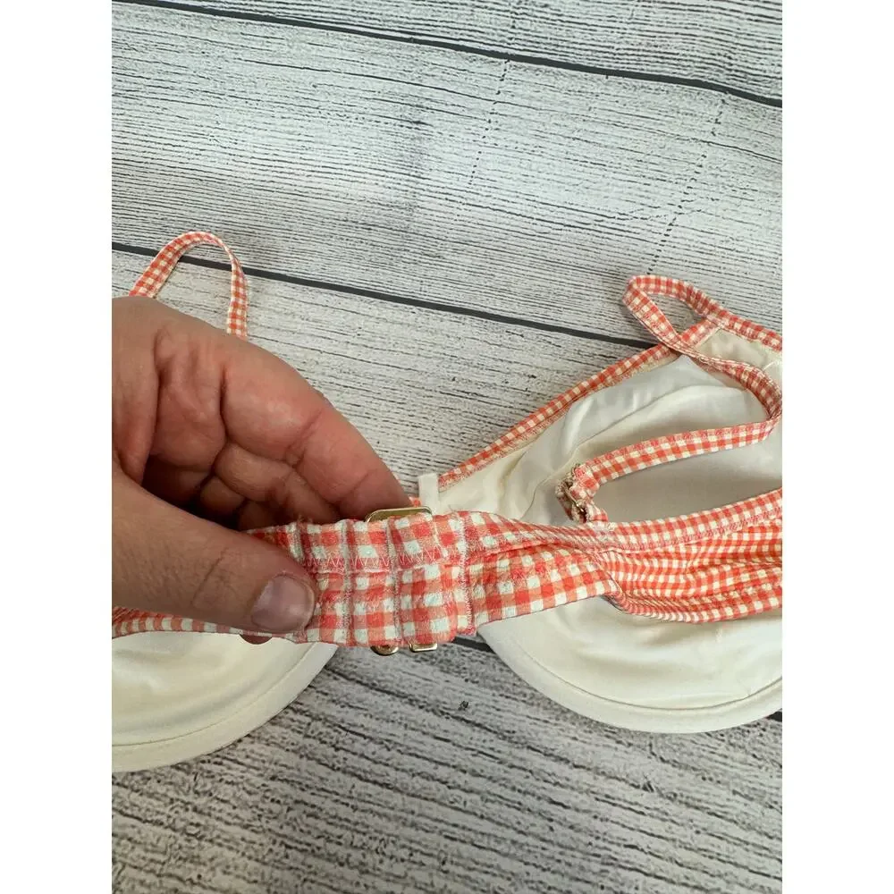 Old Navy Plus Size Cream & Coral Gingham Matching Bikini Swim Set Size 3X